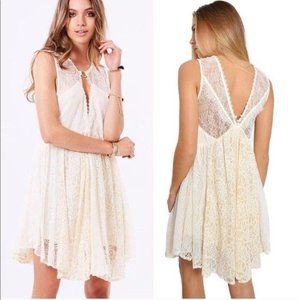 Free People off white lace cottage core dress